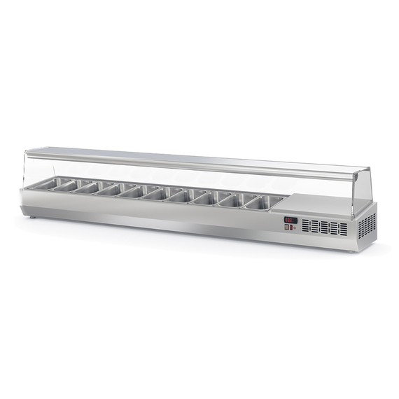 Vaiotec Topline Kühlaufsatz mit Glasabdeckung 10xGN1/3, 2245 x 396 mm Vaiotec Topline Kühlaufsatz mit Glasabdeckung 10xGN1/3, 2245 x 396 mm