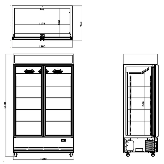 Vaiotec Topline Getränkekühlschrank 2 Türen / 1040 Liter mit Leuchtaufsatz "schwarz", 1280 x 742 mm 8 Vaiotec Topline Getränkekühlschrank 2 Türen / 1040 Liter mit Leuchtaufsatz "schwarz", 1280 x 742 mm