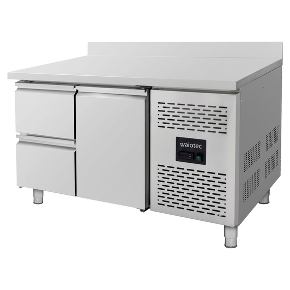 Vaiotec Kühltisch / 1 Tür & 2 Schubladen inkl. Aufkantung - Monoblock, 1360 x 700 mm 1 Vaiotec Kühltisch / 1 Tür & 2 Schubladen inkl. Aufkantung - Monoblock, 1360 x 700 mm
