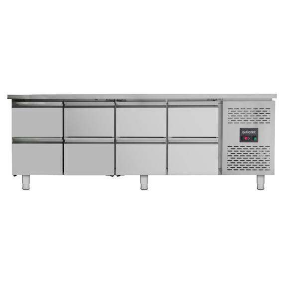 Vaiotec Kühltisch / 8 Schubladen - Monoblock, 2230 x 700 mm Vaiotec Kühltisch / 8 Schubladen - Monoblock, 2230 x 700 mm