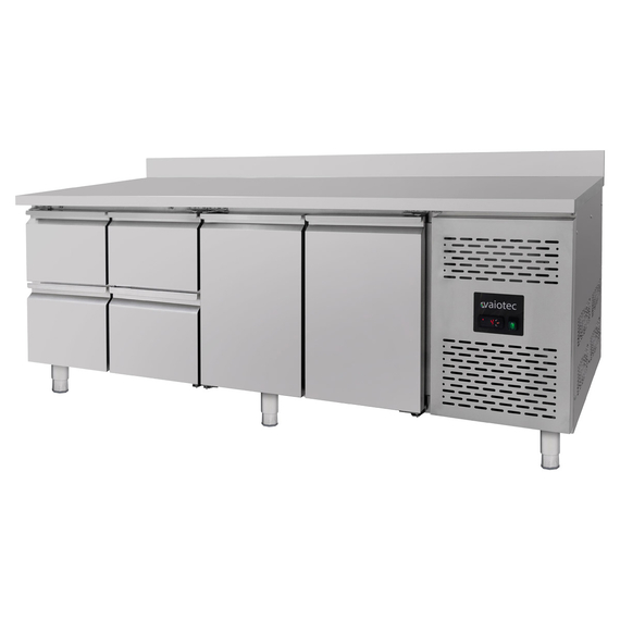 Vaiotec Kühltisch / 2 Türen & 4 Schubladen inkl. Aufkantung - Monoblock, 2230 x 700 mm 1 Vaiotec Kühltisch / 2 Türen & 4 Schubladen inkl. Aufkantung - Monoblock, 2230 x 700 mm