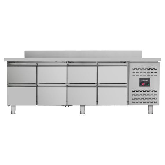 Vaiotec Kühltisch / 8 Schubladen inkl. Aufkantung - Monoblock, 2230 x 700 mm Vaiotec Kühltisch / 8 Schubladen inkl. Aufkantung - Monoblock, 2230 x 700 mm