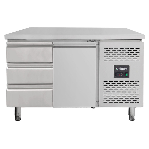 Vaiotec Kühltisch / 1 Tür & 3 Schubladen links - Monoblock, 1360 x 700 mm Vaiotec Kühltisch / 1 Tür & 3 Schubladen links - Monoblock, 1360 x 700 mm