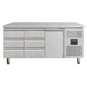 Vaiotec Kühltisch / 1 Tür & 6 Schubladen links/mitte - Monoblock, 1795 x 700 mm
