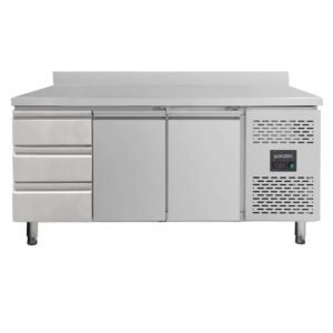 Vaiotec Kühltisch / 2 Türen & 3 Schubladen links inkl. Aufkantung - Monoblock, 1795 x 700 mm