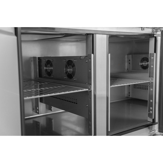 Vaiotec Salattheke / 4-fach mit Türen, Glasaufbau, für 6x GN 1/1 "schwarz", 2500 x 800 mm 1 Vaiotec Salattheke / 4-fach mit Türen, Glasaufbau, für 6x GN 1/1 "schwarz", 2500 x 800 mm