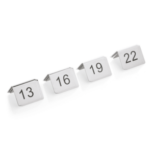 Was Germany Tischnummernschild Set 13-24, 5 x 5 x 5,5 cm, 12-teilig, Chromnickelstahl