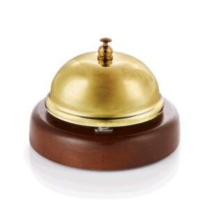 Was Germany Rezeptionsglocke mit Holzunterteil, Ø 9 cm, goldfarben, Edelstahl