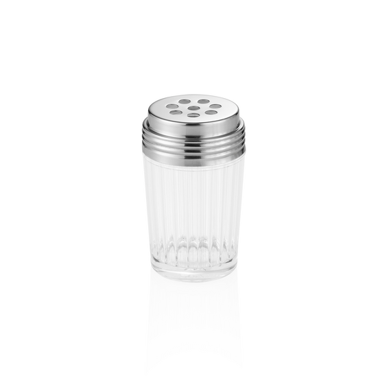 Was Germany Streuer, Ø 7 cm, Höhe 11,5 cm, 8 mm Perforierung, Glas, Chromnickelstahl 18/8 Was Germany Streuer, Ø 7 cm, Höhe 11,5 cm, 8 mm Perforierung, Glas, Chromnickelstahl 18/8