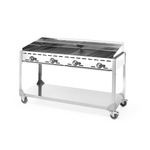 Hendi Grillsystem Green Fire mit 4 Brennern, Profi Line, mit Rollengestell, Hellgrau, 22kW, 1400x612x(H)825mm 2 Hendi Grillsystem Green Fire mit 4 Brennern, Profi Line, mit Rollengestell, Hellgrau, 22kW, 1400x612x(H)825mm