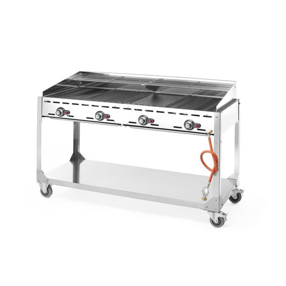 Hendi Grillsystem Green Fire mit 4 Brennern, Profi Line, mit Rollengestell, Hellgrau, 22kW, 1400x612x(H)825mm 3 Hendi Grillsystem Green Fire mit 4 Brennern, Profi Line, mit Rollengestell, Hellgrau, 22kW, 1400x612x(H)825mm