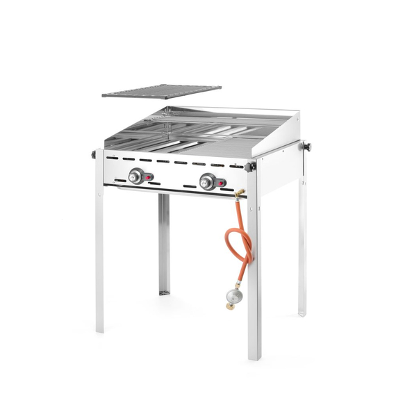 Hendi Grillsystem Green Fire mit 2 Brennern, Profi Line, 2 Edelstahl Grillroste GN 1/1, 11,6kW, 740x612x(H)825mm 2 Hendi Grillsystem Green Fire mit 2 Brennern, Profi Line, 2 Edelstahl Grillroste GN 1/1, 11,6kW, 740x612x(H)825mm