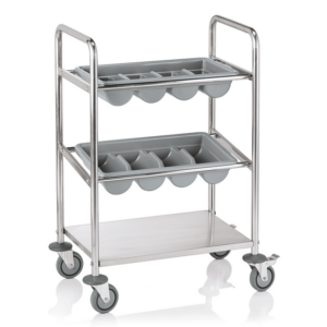 Was Germany Besteckwagen, 62 x 40 x 94,5 cm, Chromnickelstahl
