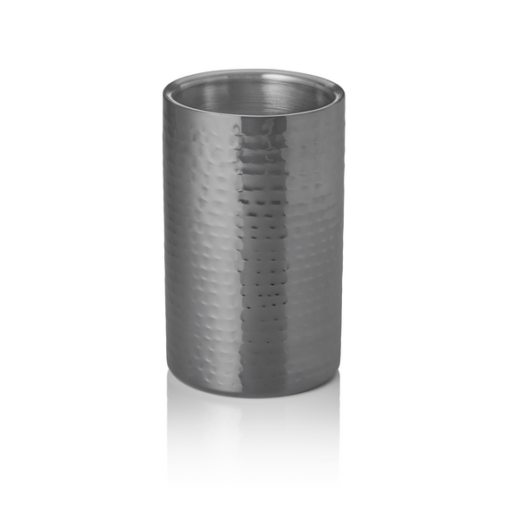 Was Germany Flaschenkühler, Ø 12 cm, Höhe 19 cm, gehämmert, gun metal, doppelwandig, Chromnickelstahl, PVD Beschichtung Was Germany Flaschenkühler, Ø 12 cm, Höhe 19 cm, gehämmert, gun metal, doppelwandig, Chromnickelstahl, PVD Beschichtung