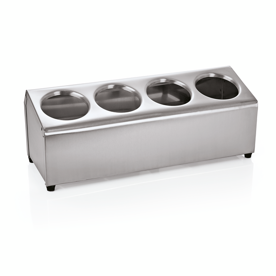 Was Germany Besteckbehälter, 45 x 17 x 18 cm, für 4 Besteckköcher, Edelstahl Was Germany Besteckbehälter, 45 x 17 x 18 cm, für 4 Besteckköcher, Edelstahl