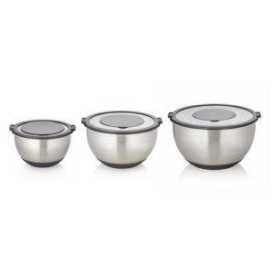 Was Germany Schüssel Set, 3-teilig, Ø 11/13/15 cm, 3 Aufsätze, rutschhemmender Boden, Chromnickelstahl, Silikon