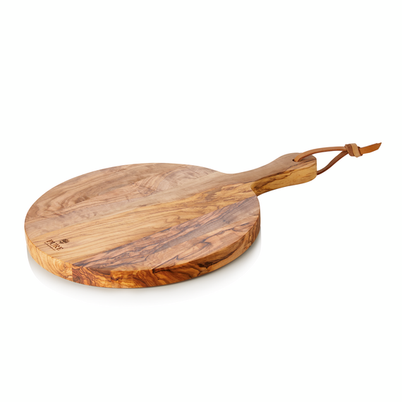 Pure Servierbrett OLIVE, mit Griff, Ø 25 cm, Olivenholz Pure Servierbrett OLIVE, mit Griff, Ø 25 cm, Olivenholz