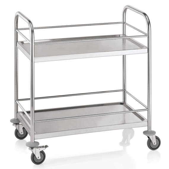 Was Germany Servierwagen CARGO mit Reling, 2 Borden, 85 x 53 x 95 cm, Edelstahl Was Germany Servierwagen CARGO mit Reling, 2 Borden, 85 x 53 x 95 cm, Edelstahl