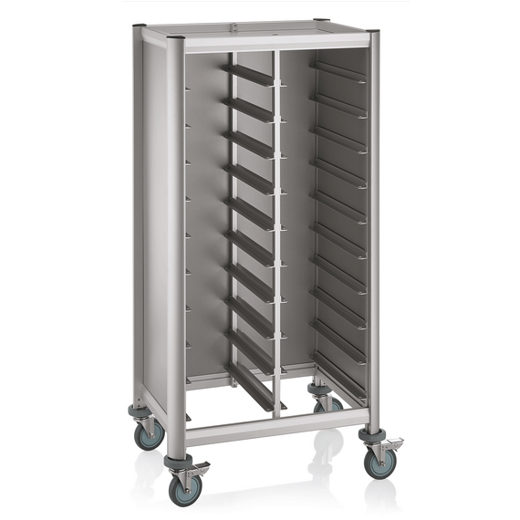 Was Germany Tablettwagen SINGLE GN 1/1 MENSA, für 2x10 Tabletts, silber, 80 x 60 x 165 cm, MDF/Aluminium Was Germany Tablettwagen SINGLE GN 1/1 MENSA, für 2x10 Tabletts, silber, 80 x 60 x 165 cm, MDF/Aluminium