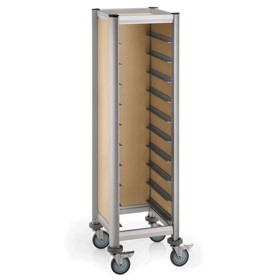 Was Germany Tablettwagen SINGLE MENSA, für 10 Tabletts, beige, 51,5 x 47,5 x 165 cm, MDF Holzoptik/Aluminium Was Germany Tablettwagen SINGLE MENSA, für 10 Tabletts, beige, 51,5 x 47,5 x 165 cm, MDF Holzoptik/Aluminium