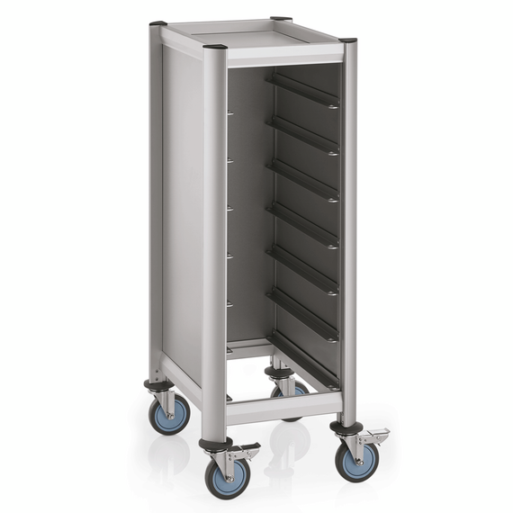Was Germany Tablettwagen SINGLE GN 1/1 MENSA, für 7 Tabletts, silber, 60,5 x 44,5 x 125 cm, MDF/Aluminium Was Germany Tablettwagen SINGLE GN 1/1 MENSA, für 7 Tabletts, silber, 60,5 x 44,5 x 125 cm, MDF/Aluminium
