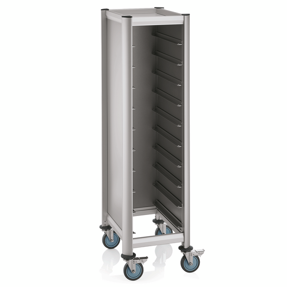 Was Germany Tablettwagen SINGLE GN 1/1 MENSA, für 10 Tabletts, silber, 60,5 x 44,5 x 165 cm, MDF/Aluminium Was Germany Tablettwagen SINGLE GN 1/1 MENSA, für 10 Tabletts, silber, 60,5 x 44,5 x 165 cm, MDF/Aluminium