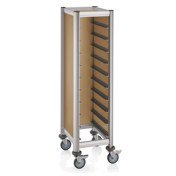 Was Germany Tablettwagen SINGLE GN 1/1 MENSA, für 10 Tabletts, beige, 60,5 x 44,5 x 165 cm, MDF/Aluminium Was Germany Tablettwagen SINGLE GN 1/1 MENSA, für 10 Tabletts, beige, 60,5 x 44,5 x 165 cm, MDF/Aluminium