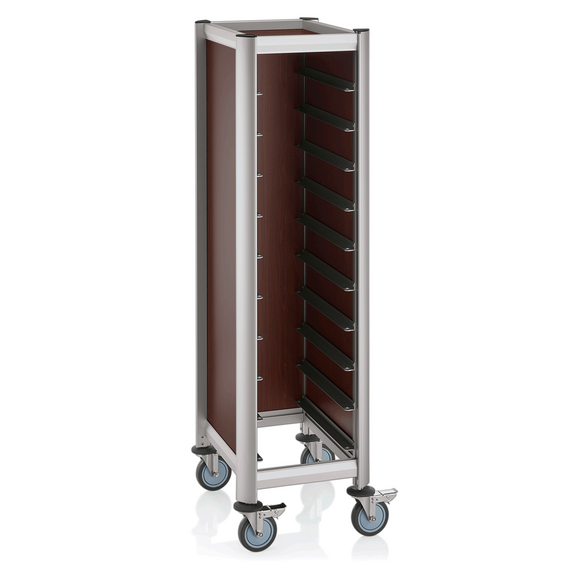Was Germany Tablettwagen SINGLE GN 1/1 MENSA, für 10 Tabletts, braun, 60,5 x 44,5 x 165 cm, MDF/Aluminium Was Germany Tablettwagen SINGLE GN 1/1 MENSA, für 10 Tabletts, braun, 60,5 x 44,5 x 165 cm, MDF/Aluminium
