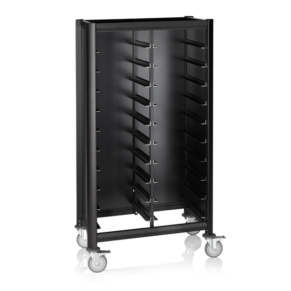 Was Germany Tablettwagen DOUBLE MENSA BLACK, für 2 x 10 Tabletts, schwarz, 51,5 x 86 x 165 cm, MDF/Aluminium Was Germany Tablettwagen DOUBLE MENSA BLACK, für 2 x 10 Tabletts, schwarz, 51,5 x 86 x 165 cm, MDF/Aluminium