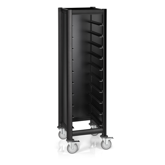 Was Germany Tablettwagen SINGLE MENSA BLACK, für 10 Tabletts, schwarz, 51,5 x 47,5 x 165 cm, MDF Holzoptik/Aluminium Was Germany Tablettwagen SINGLE MENSA BLACK, für 10 Tabletts, schwarz, 51,5 x 47,5 x 165 cm, MDF Holzoptik/Aluminium