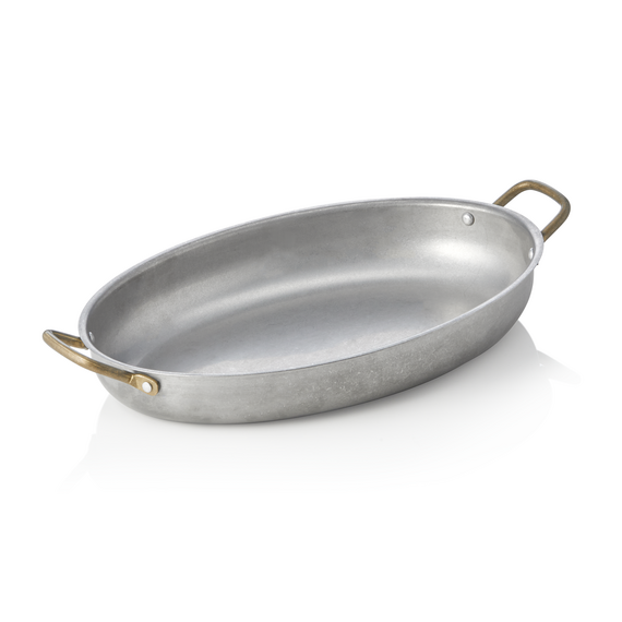Steel & Style Servierpfanne VINTAGE, mit 2 Messinggriffen, 31 x 22 x 4,5 cm, 1,4 ltr., Chromnickelstahl Steel & Style Servierpfanne VINTAGE, mit 2 Messinggriffen, 31 x 22 x 4,5 cm, 1,4 ltr., Chromnickelstahl
