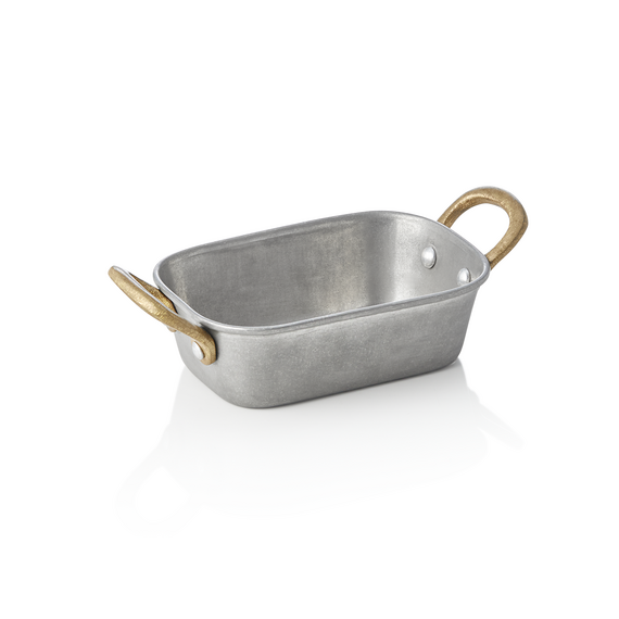 Steel & Style Servierpfanne VINTAGE, mit 2 Messinggriffen, 13 x 8,5 x 3,5 cm, 230 ml, Chromnickelstahl Steel & Style Servierpfanne VINTAGE, mit 2 Messinggriffen, 13 x 8,5 x 3,5 cm, 230 ml, Chromnickelstahl