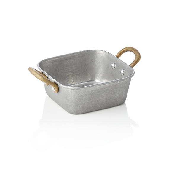 Steel & Style Servierpfanne VINTAGE, mit 2 Messinggriffen, 12 x 12 x 5 cm, 420 ml, Chromnickelstahl Steel & Style Servierpfanne VINTAGE, mit 2 Messinggriffen, 12 x 12 x 5 cm, 420 ml, Chromnickelstahl