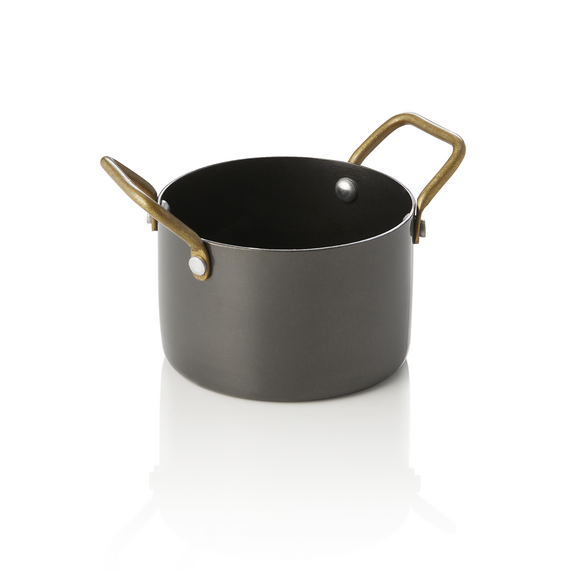 Steel & Style Serviertopf, mit 2 Messinggriffen, 310 ml, Ø 9 cm, schwarz, Messing, PVD, Chromnickelstahl Steel & Style Serviertopf, mit 2 Messinggriffen, 310 ml, Ø 9 cm, schwarz, Messing, PVD, Chromnickelstahl