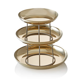 Steel & Style Gourmet Tower Gold, 3-stufig, Höhe 32 cm, Chromnickelstahl