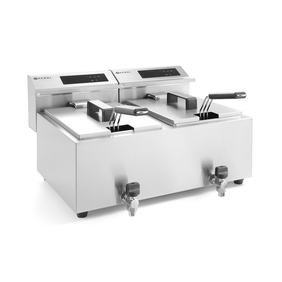 Hendi Friteuse Profi Line digital- mit Ablasshahn 2 x 8 l, Profi Line, 16L, 230V/7000W, 605x515x(H)350mm 1 Hendi Friteuse Profi Line digital- mit Ablasshahn 2 x 8 l, Profi Line, 16L, 230V/7000W, 605x515x(H)350mm