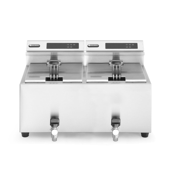 Hendi Friteuse Profi Line digital- mit Ablasshahn 2 x 8 l, Profi Line, 16L, 230V/7000W, 605x515x(H)350mm Hendi Friteuse Profi Line digital- mit Ablasshahn 2 x 8 l, Profi Line, 16L, 230V/7000W, 605x515x(H)350mm