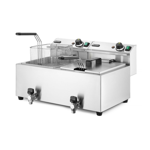 Hendi Fritteuse Profi Line mit Ablasshahn, 2×8 l, Profi Line, 16L, 230V/7000W, 610x515x(H)369mm 1 Hendi Fritteuse Profi Line mit Ablasshahn, 2×8 l, Profi Line, 16L, 230V/7000W, 610x515x(H)369mm