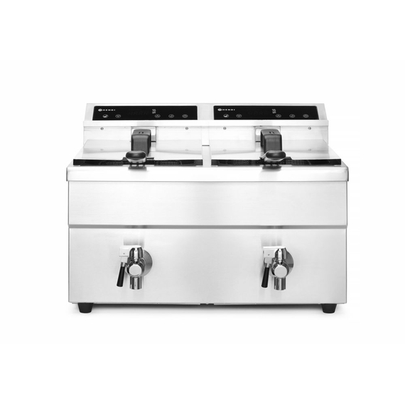 Hendi Induktionsfritteuse - mit Ablasshahn 2x8 l, Profi Line, 16L, 230V/7000W, 577x609x(H)410mm Hendi Induktionsfritteuse - mit Ablasshahn 2x8 l, Profi Line, 16L, 230V/7000W, 577x609x(H)410mm
