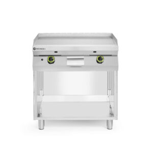 Hendi Gasgrillplatte, glatt, mit auf 3 Seiten geschlossenem Unterschrank, Kitchen Line, 10kW, 800x700x(H)900mm