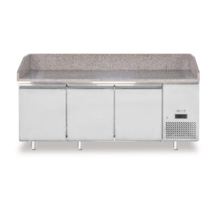 Arktic Pizzakühltisch mit Granitarbeitsplatte, 3-türig, 375L, Granit, 230V/400W, 2010x800x(H)875mm