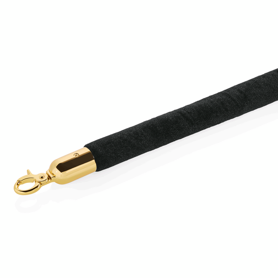Was Germany Verbindungstau CLASSIC, Ø 3,2 cm, 1,5 m, schwarz, Velours, goldfarben, Edelstahl Was Germany Verbindungstau CLASSIC, Ø 3,2 cm, 1,5 m, schwarz, Velours, goldfarben, Edelstahl
