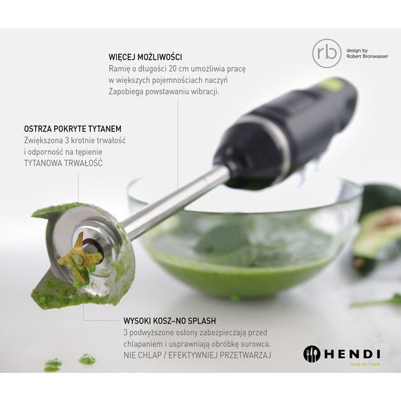 Hendi Stabmixer BLEND, designed by Robert Bronwasser, 220-240V/250W, ⌀71x(H)450mm 3 Hendi Stabmixer BLEND, designed by Robert Bronwasser, 220-240V/250W, ⌀71x(H)450mm
