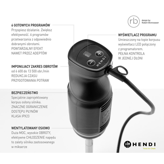 Hendi Stabmixer BLEND, designed by Robert Bronwasser, 220-240V/250W, ⌀71x(H)450mm 4 Hendi Stabmixer BLEND, designed by Robert Bronwasser, 220-240V/250W, ⌀71x(H)450mm