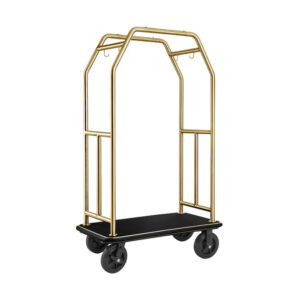 Was Germany Gepäckwagen TRAVELLER, 112 x 60 x 185 cm, gold, schwarzer Teppich, Chromnickelstahl 18/8