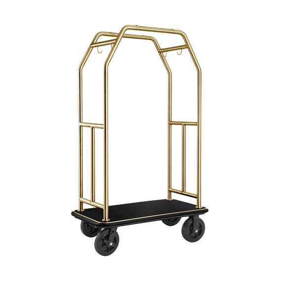 Was Germany Gepäckwagen TRAVELLER, 112 x 60 x 185 cm, gold, schwarzer Teppich, Chromnickelstahl 18/8 Was Germany Gepäckwagen TRAVELLER, 112 x 60 x 185 cm, gold, schwarzer Teppich, Chromnickelstahl 18/8