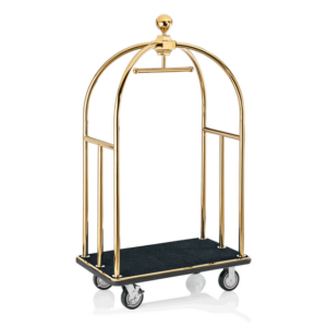 Was Germany Gepäckwagen UNITY, 112 x 60 x 185 cm, goldfarben, schwarzer Teppich, Edelstahl