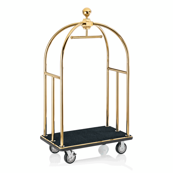 Was Germany Gepäckwagen UNITY, 112 x 60 x 185 cm, goldfarben, schwarzer Teppich, Edelstahl Was Germany Gepäckwagen UNITY, 112 x 60 x 185 cm, goldfarben, schwarzer Teppich, Edelstahl