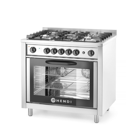 Hendi Gasherd - 5 Kochfelder mit Elektroofen, Kitchen Line, Silber, 230V/2900W, 14,3kW, 900x653x(H)900mm 1 Hendi Gasherd - 5 Kochfelder mit Elektroofen, Kitchen Line, Silber, 230V/2900W, 14,3kW, 900x653x(H)900mm