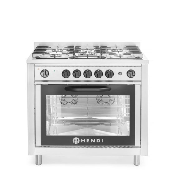 Hendi Gasherd - 5 Kochfelder mit Elektroofen, Kitchen Line, Silber, 230V/2900W, 14,3kW, 900x653x(H)900mm Hendi Gasherd - 5 Kochfelder mit Elektroofen, Kitchen Line, Silber, 230V/2900W, 14,3kW, 900x653x(H)900mm